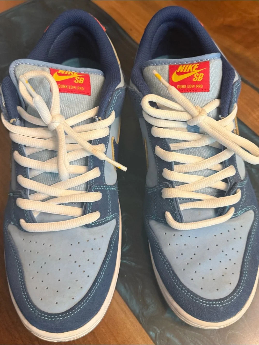 Nike SB Dunk Low Pro Blue and White with Yellow Accents - Picture 7 of 7